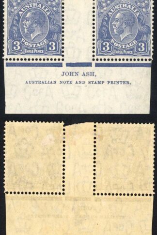 Australia 1931-6 SG 128 3d ultramarine wmk C of A IMPRINT gutter pair mint
