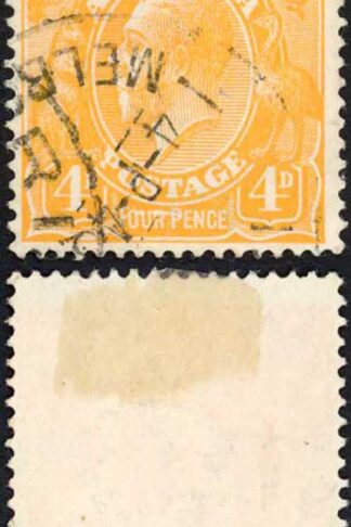 Australia 1914-20 SG 22 4d orange line through FOUR PENCE VFU
