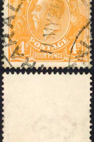 Australia 1914-20 SG 22 4d orange line through FOUR PENCE VFU