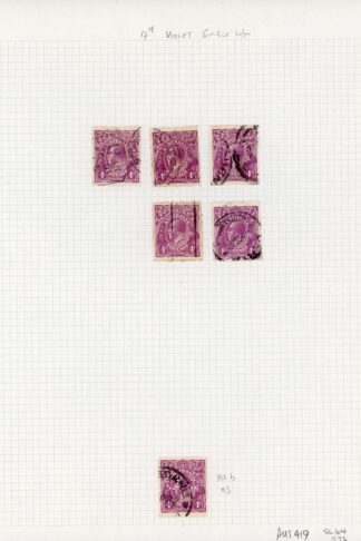 Australia 1918-23 SG 64 O73 4d violet used group cat 88 pounds