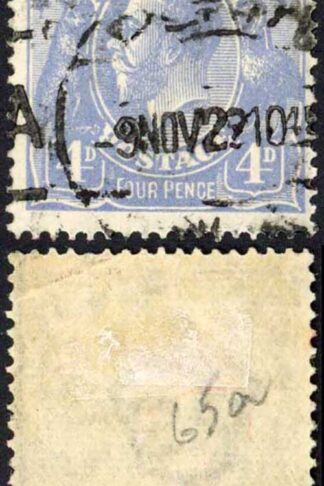 Australia 1918-23 SG 65a 4d ultramarine thin FOUR of FOUR PENCE used