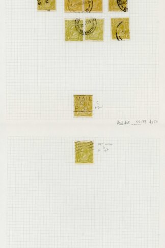 Australia 1931-6 SG 129 4d yellow-olive wmk C of A mint and used group