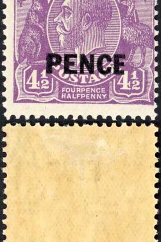 Australia 1930 SG 120 5d on 4 1/2d violet narrow E in PENCE mint