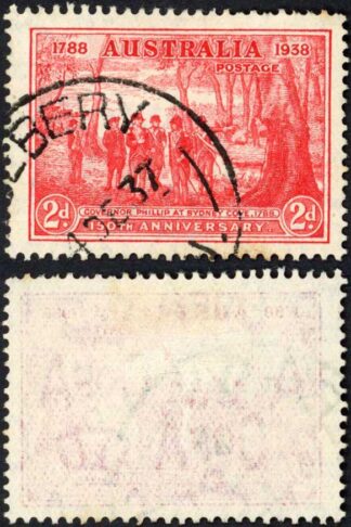 Australia 1937 SG 193a 2d Foundation of NSW Man with Tail FLAW fine used
