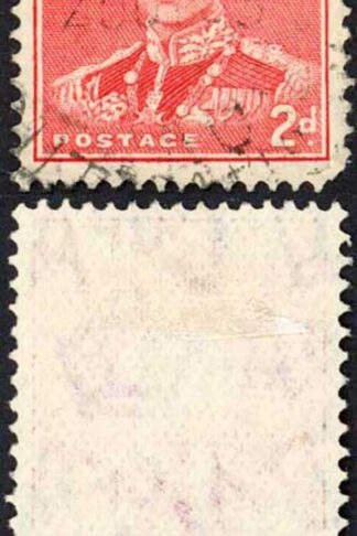 Australia 1937-49 SG 184b 2d scarlet P14x15 MEDAL FLAW VFU cat 140 pounds