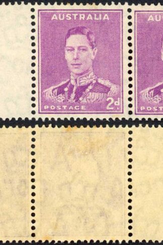 Australia 1937-49 SG 185 2d bright purple P14x15 WEAK ENTRY in pair VFM