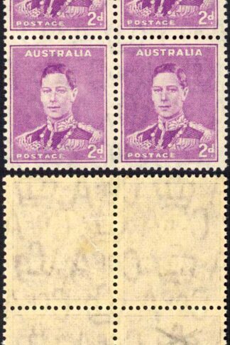 Australia 1937-49 SG 185 2d bright purple P14x15 HEAVY HAIR variety VFM
