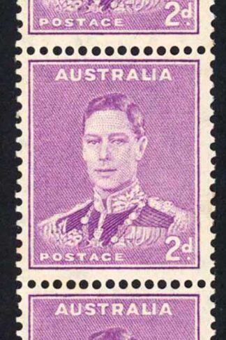 Australia 1937-49 SG 185 2d bright purple P14x15 COIL strip of 3 UM c 50+ pounds