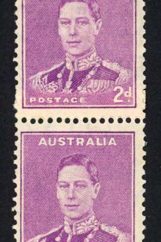 Australia 1937-49 SG 185 2d bright purple P14x15 COIL JOIN PAIR mint c 50 pounds