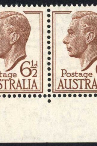 Australia 1951-2 SG 237a 6 1/2d brown RE-ENTRY to AUSTRALIA in pair UM