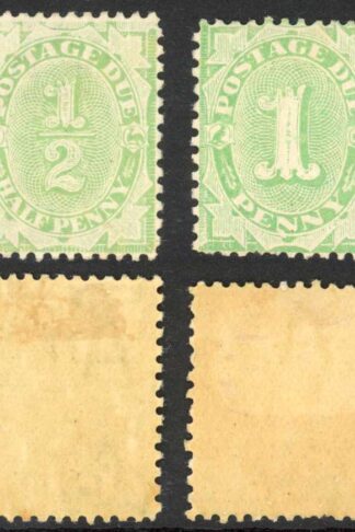 Australia P Due 1906-08 SG D45/6 1/2d and 1d green VFM cat 44 pounds
