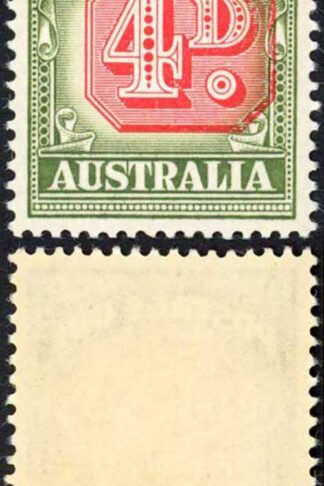 Australia P Due 1958-60 SG D135 4d die I no wmk misplaced centre UM