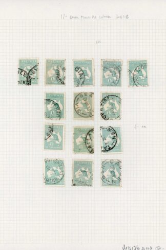Australia 1929-30 SG 109 1s Kangaroo die IIB used group on page c 154 pounds