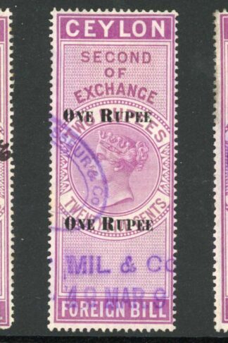 Ceylon Foreign Bill BF50 1r on 2r25 1st 2nd and 3rd Exchange