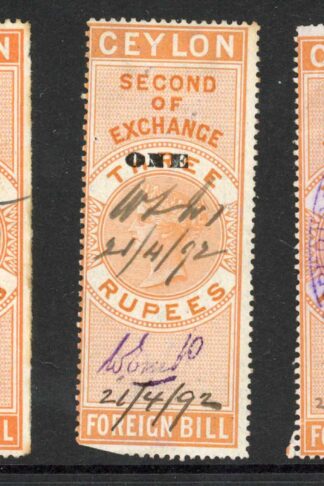 Ceylon Foreign Bill BF41 One on 3r Orange 1st 2nd and 3rd Exchange