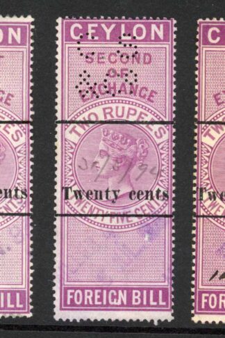 Ceylon Foreign Bill BF60 20c 2r25 1st 2nd and 3rd Exchange