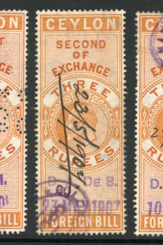 Ceylon Foreign Bill BF83 3r Wmk Mult CA 1st 2nd and 3rd Exchange