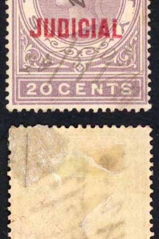 Ceylon Judicial BF4 20c opt 15.5mm Wmk CA