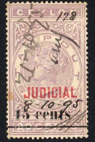 Ceylon Judicial BF48 15 cents on 20c lilac