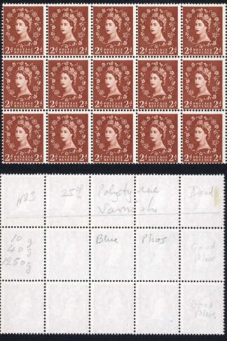 Dollis Hill ST5(3)a 2d (light) No Wmk Top Row No Phosphor rest Green AOP RARE