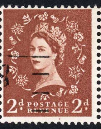Dollis Hill ST5 2d (light) The 2 left hand stamps are No phosphor right stamp A