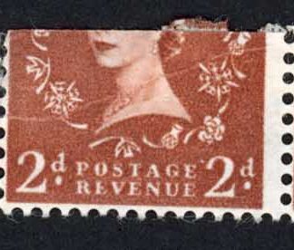 Dollis Hill 2d (light) Half stamps printed on repair tape (Very thin paper)