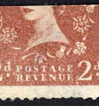 Dollis Hill 2d (light) Half stamp  printed on repair tape (Very thin paper)