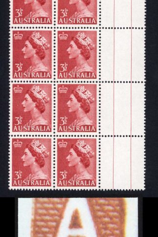 Australia SG262a Strong Roller shift at bottom left (bottom left stamp) U/M