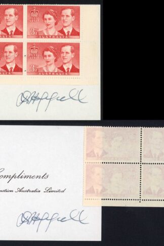 Australia SG272 block on signed compliment slip
