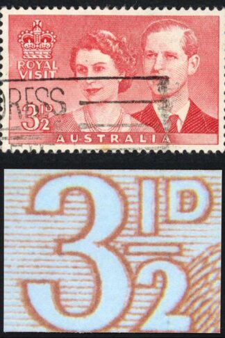 Australia SG272a 3 1/d re-entry (tone spot) Cat 22 pounds