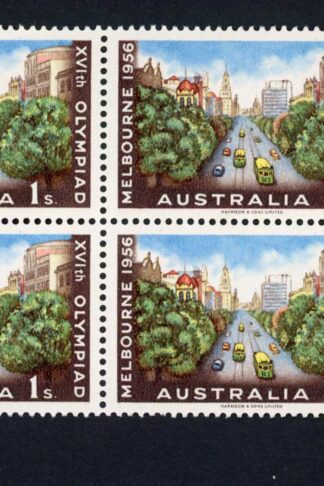 Australia BW334d 1/- Short L in Australia in a Block