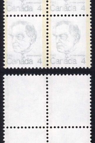 Canada Unitrade 589var 4c Under inked Mint HH block of Four