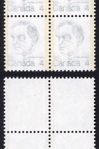 Canada Unitrade 589var 4c Under inked Mint HH block of Four