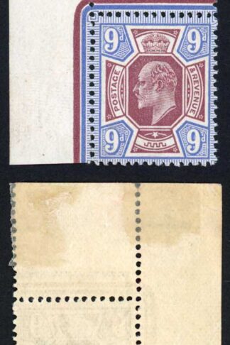 SG307 KEVII 9d Dull Reddish Purple and Blue Somerset U/M