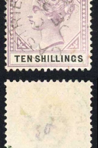 St Lucia SG52 10/- Dull Mauve and Black CDS used Cat 180 pounds