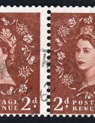 Dollis Hill 2d Red-brown wmk S/ways to right Green AOP Used Strip of 4 Cat 1200