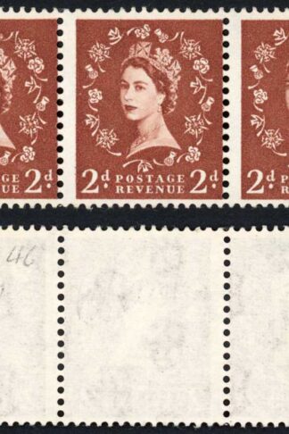 Dollis Hill 2d Red-brown wmk S/ways to right No Phosphor Strip