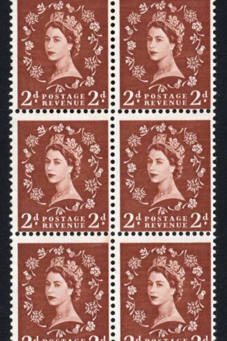 Dollis Hill 2d Red Brown Wmk S/ways to Left Top AOP (5 x U/M)