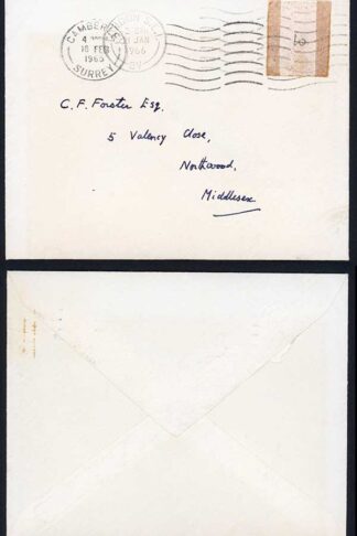 Dollis Hill Dummy Stamp with 9.5mm Violet Phosphor 1965 and 1966 Trials