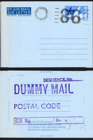 Wiesbaden Trial Test 86 DUMMY MAIL on 9d Airletter overprinted CANCELLED