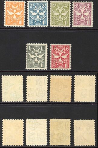 Malta SGD11/20 1925 Post Due Set of 10 M/M Cat 35 pounds