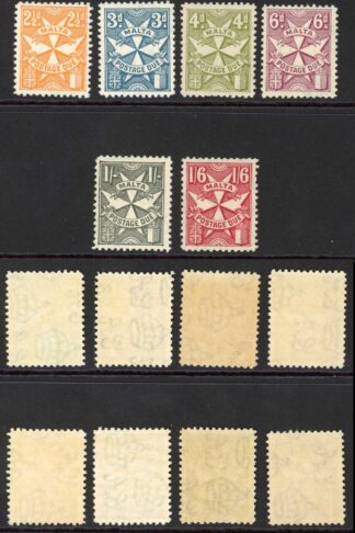 Malta SGD11/20 1925 Post Due Set of 10 M/M Cat 35 pounds