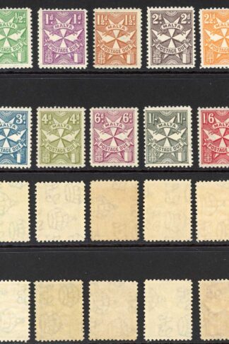 Malta SGD11/20 1925 Post Due Set of 10 M/M Cat 35 pounds