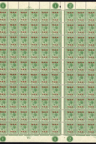 Bahamas SG102 1/2d WAR TAX Part Sheet With Gutters/Plate Numbers U/M Cat 150++