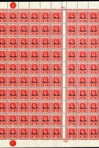 Virgin Is SG78c/d 1d War Tax Part sheet of 100 inc Short Opt Cat 322 pounds