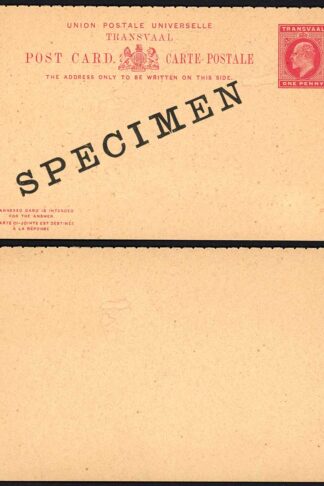 Transvaal KEVII 1d+1d stationery post and reply card SPECIMEN overprints