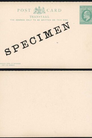 Transvaal KEVII 1/2d+1/2d stationery post and reply card SPECIMEN overprints