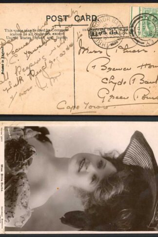 Cape of Good Hope 1907 postcard sent 1/2d rate to Cape Town POSTED LATE cachet