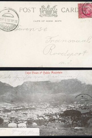 Cape of Good Hope 1905 Ocean Post Office D postmark on postcard of Cape Town