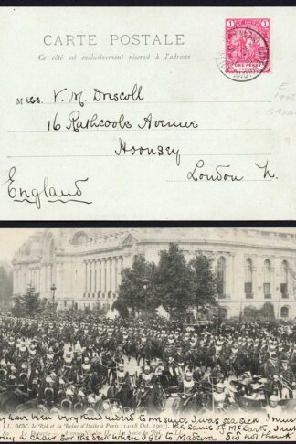 Cape of Good Hope 1903 Ocean Post Office E postmark on postcard of Paris